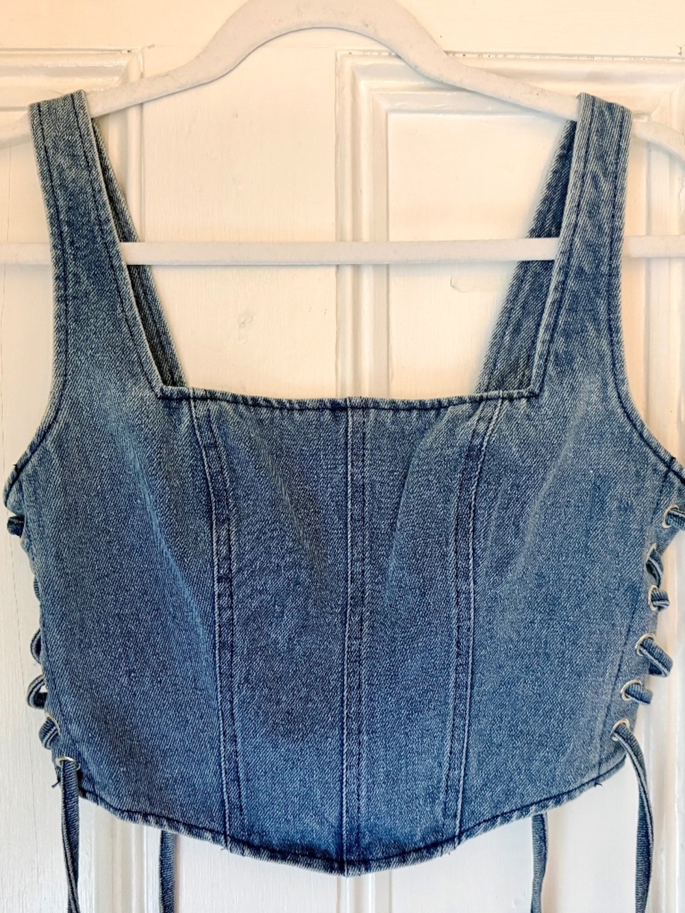 Altar’d State Denim Lace-Up Corset Top, Size Small, NWOT